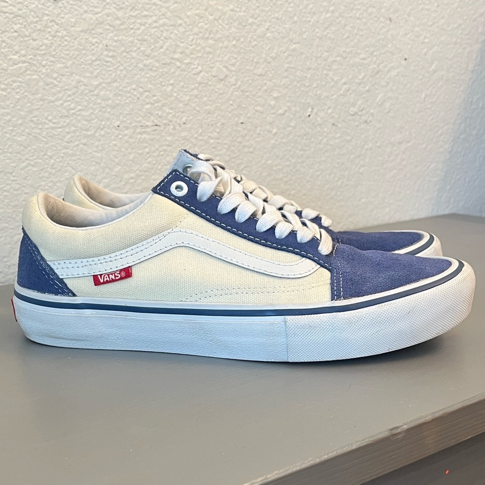 Vans Blue and Cream Men's Sneakers Old Skool